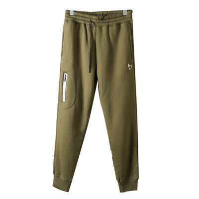 100% de algodão bordado Corredores de lã masculina com calças quentes acolchadas Calças para cintura média