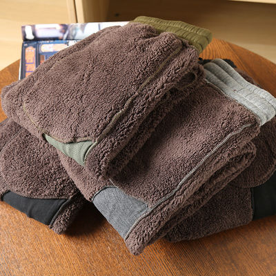 100% de algodão bordado Corredores de lã masculina com calças quentes acolchadas Calças para cintura média