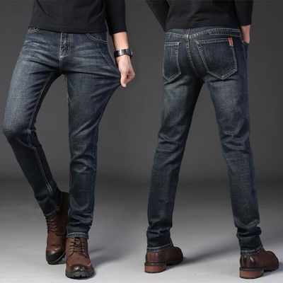 XMAMLON RTS Calças masculinas Calças jeans regulares com lavagem artesanal e tecnologia à prova de vento