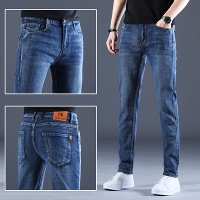 XMAMLON RTS Calças masculinas Calças jeans regulares com lavagem artesanal e tecnologia à prova de vento