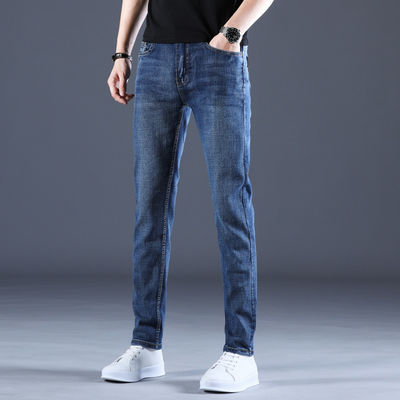 Calças de ganga de outono para homens, de tecido denim de alongamento leve para movimento respirável