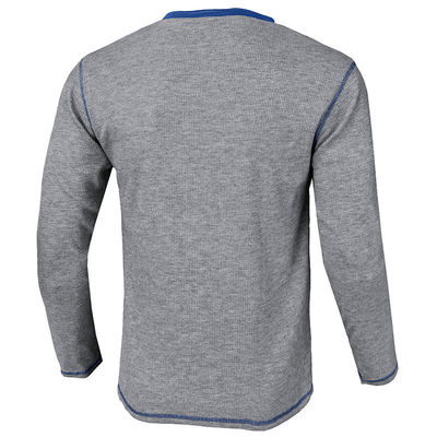 Camisetas de algodão Henley de mão longa e branca de homens Camisetas de botão leve com pescoço redondo