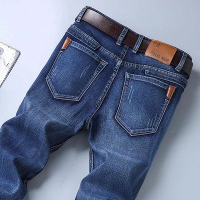 XMAMLON RTS Calças masculinas Calças jeans regulares com lavagem artesanal e tecnologia à prova de vento