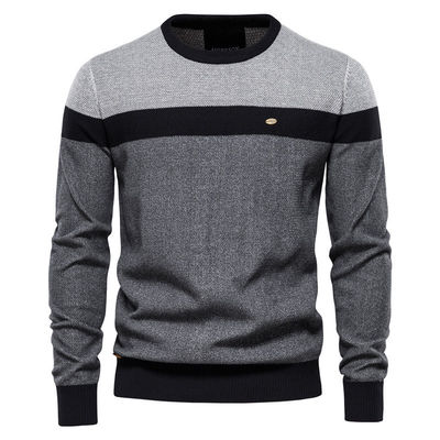 Spring Classic Outono e Primavera Roupas de malha masculina Moda Crew-Neck Pullover de malha