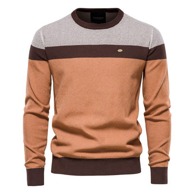 Spring Classic Outono e Primavera Roupas de malha masculina Moda Crew-Neck Pullover de malha