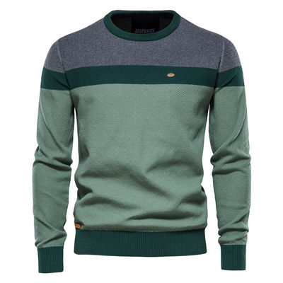 Spring Classic Outono e Primavera Roupas de malha masculina Moda Crew-Neck Pullover de malha