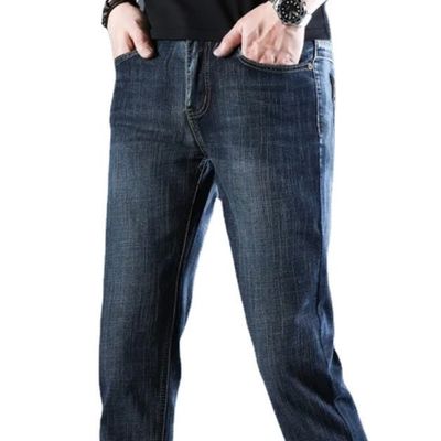 Roupas de rua para homens Calças jeans com fecho de fechadura, desenho e bolsos com impressão de mosca, lavagem artesanal