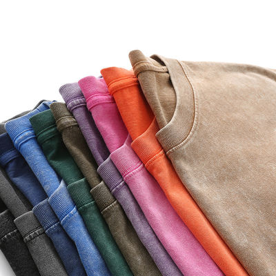 Versão solta 100% de algodão 230G T-Shirt pesado de roupas de rua lavadas para homens de grande porte