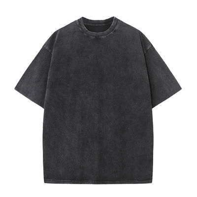 Versão solta 100% de algodão 230G T-Shirt pesado de roupas de rua lavadas para homens de grande porte