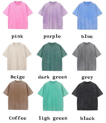 Versão solta 100% de algodão 230G T-Shirt pesado de roupas de rua lavadas para homens de grande porte