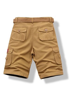 Calções de carga para homens Material de algodão grosso com conveniência de bolsos múltiplos