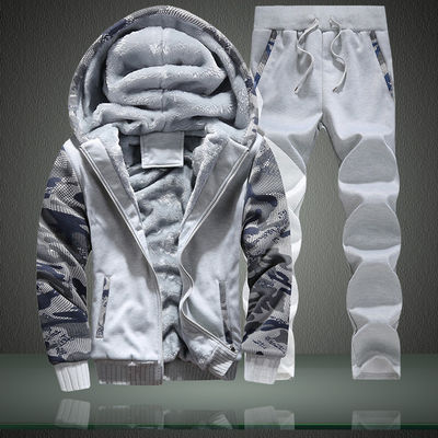 Camisola de pelúcia de tecido de malha M-6XL Set de camisola de grande porte de casaco com capuz Cardigan para homens