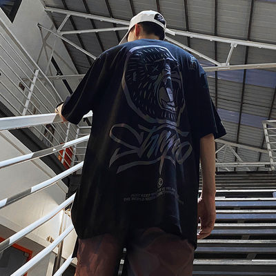 Logotipo personalizado Hip Hop Estilo T-shirt de fluorescência refletiva UV Impressão para homens de tamanho grande