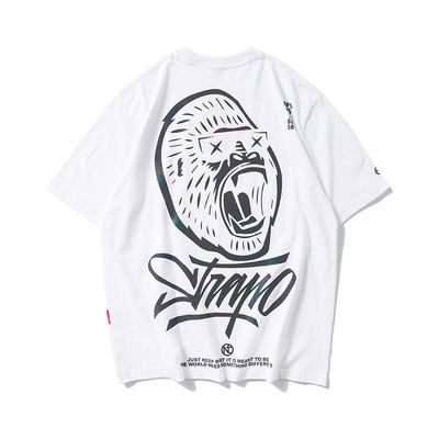 Logotipo personalizado Hip Hop Estilo T-shirt de fluorescência refletiva UV Impressão para homens de tamanho grande