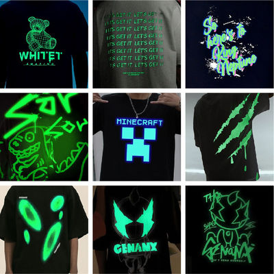 Logotipo personalizado Hip Hop Estilo T-shirt de fluorescência refletiva UV Impressão para homens de tamanho grande