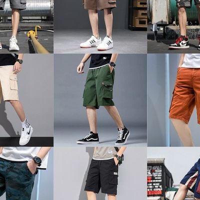 Shorts masculinos casual com bolsos grandes e tecido respirável