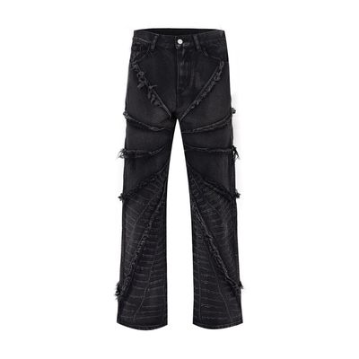 Bagis jeans de denim masculino em XMAMLON RTS com Zip Placket Fly abertura e Danos azul