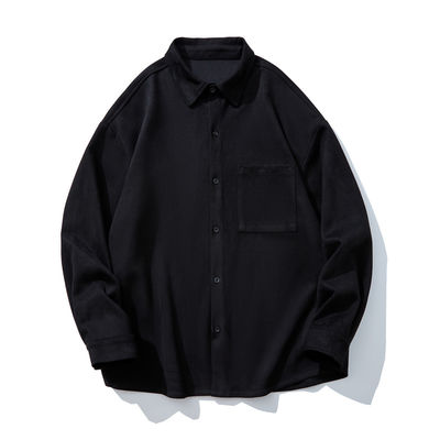 Camisa de Manga Longa de cor sólida com bolsos e estilo flexível
