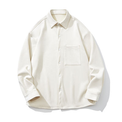 Camisa de Manga Longa de cor sólida com bolsos e estilo flexível