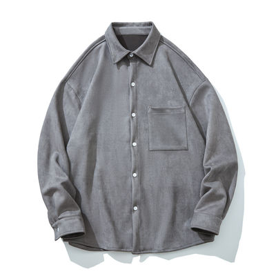 Camisa de Manga Longa de cor sólida com bolsos e estilo flexível
