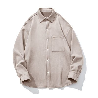 Camisa de Manga Longa de cor sólida com bolsos e estilo flexível