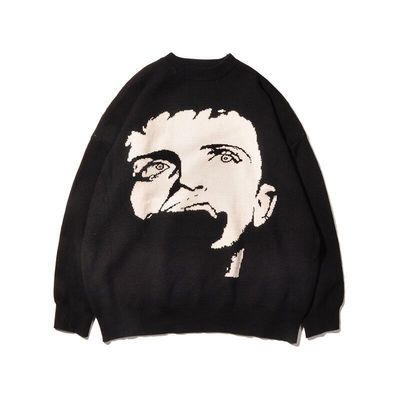 Pullover de outono de lã padrão suéter masculino personalizado Jacquard desenho animado padrão de tricô