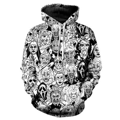 2023 Outono/Inverno Homem Hoodie com Capuz com Impressão 3D de Halloween em mistura de poliéster / algodão