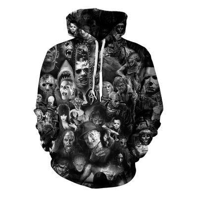 2023 Outono/Inverno Homem Hoodie com Capuz com Impressão 3D de Halloween em mistura de poliéster / algodão