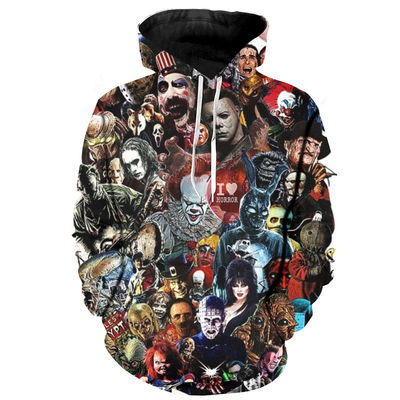 2023 Outono/Inverno Homem Hoodie com Capuz com Impressão 3D de Halloween em mistura de poliéster / algodão