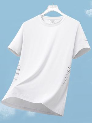 Estilo desportivo Logotipo personalizado T-shirts brancos de poliéster espandêx de grande porte para homens