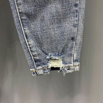 Pantalhões de desenho masculino jeans calças finas para homens cortados itens em estoque