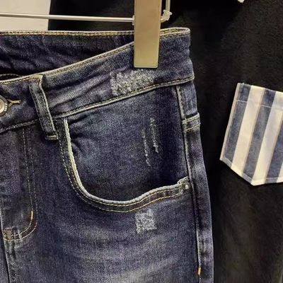 Meia cintura XMAMLON Hip Hop masculino Streetwear Skinny Damages rasgado jeans calças calças