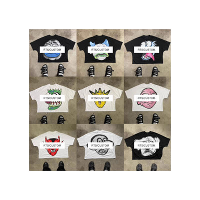 T-shirts de grande porte para homens e mulheres com impressão gráfica RTS personalizada em algodão 100%