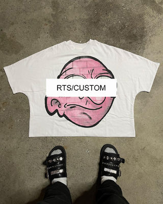 T-shirts de grande porte para homens e mulheres com impressão gráfica RTS personalizada em algodão 100%