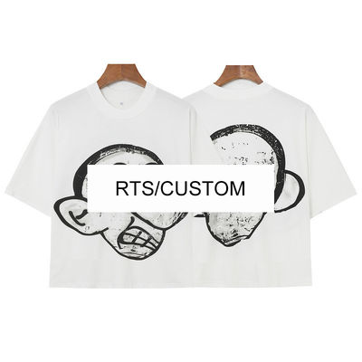 T-shirts de grande porte para homens e mulheres com impressão gráfica RTS personalizada em algodão 100%