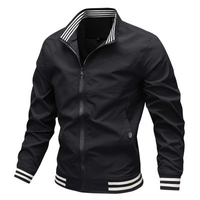 Spring Men's Bomber Hoodie com fecho de suporte e sem decoração em poliéster / algodão
