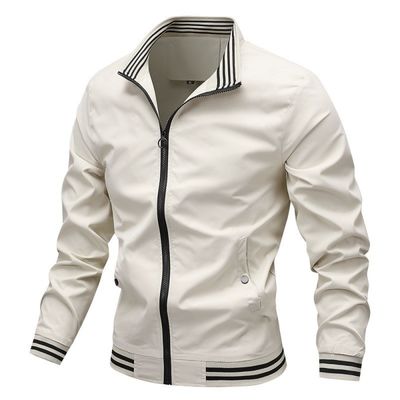 Spring Men's Bomber Hoodie com fecho de suporte e sem decoração em poliéster / algodão