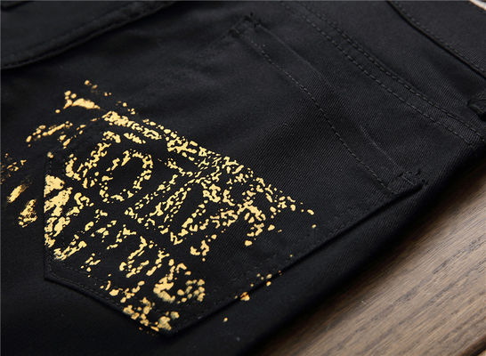 Modelo de logotipo de Inverno Impressão Digital Homens Jeans Night Club Preto Branco Designer Jeans Homens