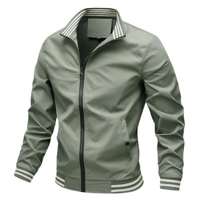 Spring Men's Bomber Hoodie com fecho de suporte e sem decoração em poliéster / algodão