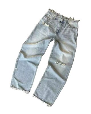 Calças personalizadas de pernas largas, cintura média, denim, camisolas, jeans, mulheres, calças de maior tamanho, homens
