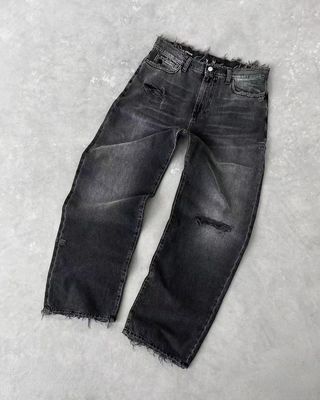 Calças personalizadas de pernas largas, cintura média, denim, camisolas, jeans, mulheres, calças de maior tamanho, homens
