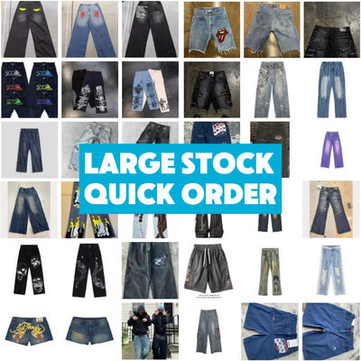 Calças personalizadas de pernas largas, cintura média, denim, camisolas, jeans, mulheres, calças de maior tamanho, homens