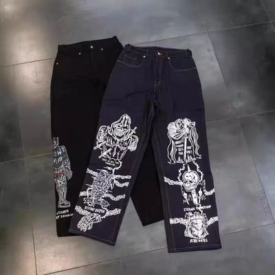 Desenho RTS Custom Loose Denim Baggy Jeans para Homens e Mulheres Straight Fit Boyfriend Jeans