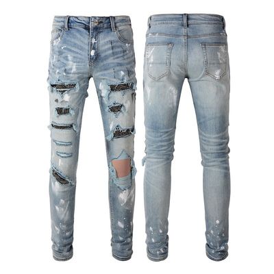 Rhinestone Denim Moda Cristais Rivets Bootcut Jeans com material lavável