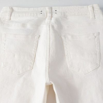 Algodão Denim Stretch Skinny Impressão Sustentável Calças de Creme Direitos para Homens