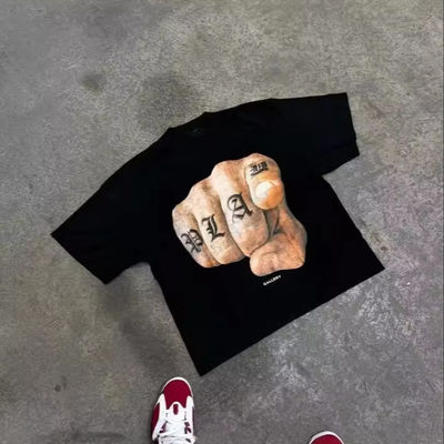 Camiseta de couro redondo 100% de algodão lavada