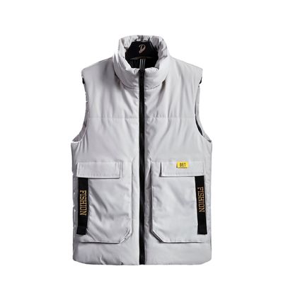 Colete de algodão espessado masculino com padrão Jacquard de comprimento regular sem capuz Inverno 2024