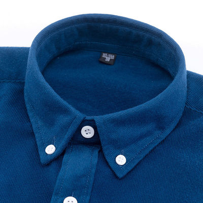 Sem detecção de agulhas camisas de tecido para homens M-5XL Manga longa simples tingido Polos Corduroy