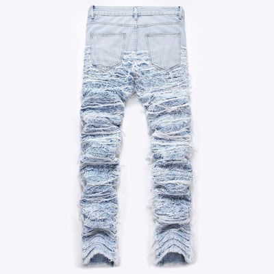 Meia cintura Destruída Denim lavado Calças jeans de pernas retas Calças masculinas Calças