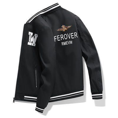 Outdoor Plus Size Jacket de avião masculino com fusão sem costura e bordados de letras